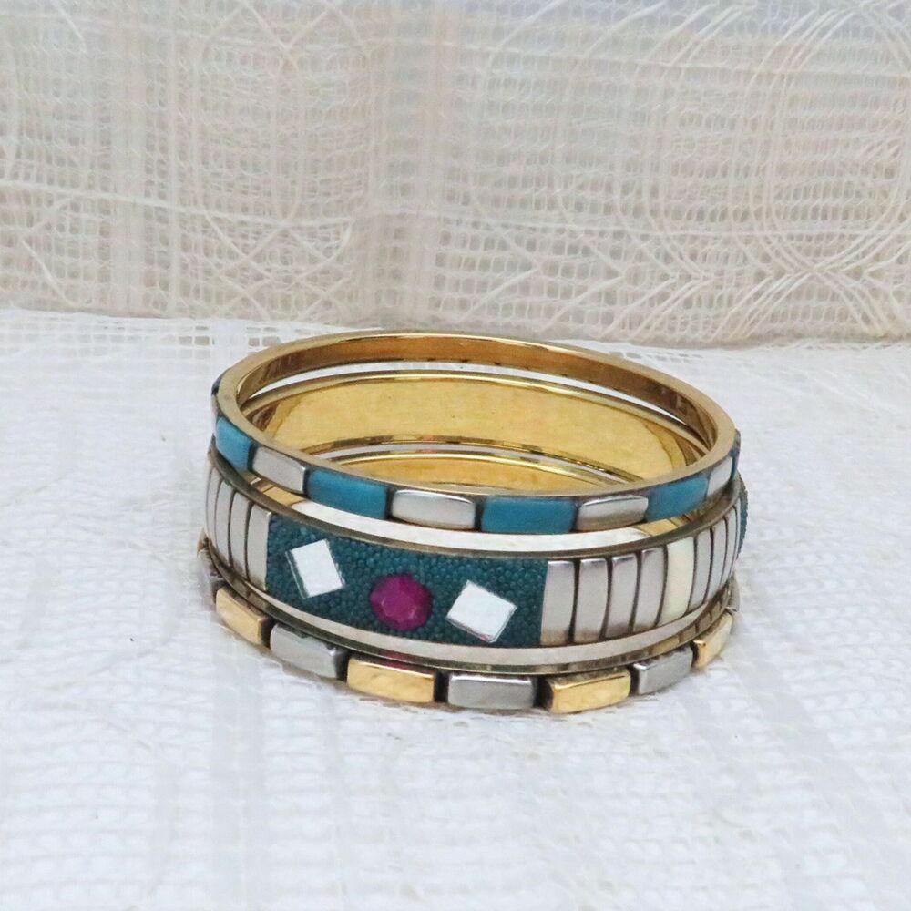 Set of 3 Boho Bangle Bracelets Multicolor Casual Business or Retro Party Wear